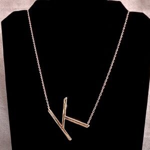 Sideways Initial K Necklace Womens OS Gold Large Letter Pendant